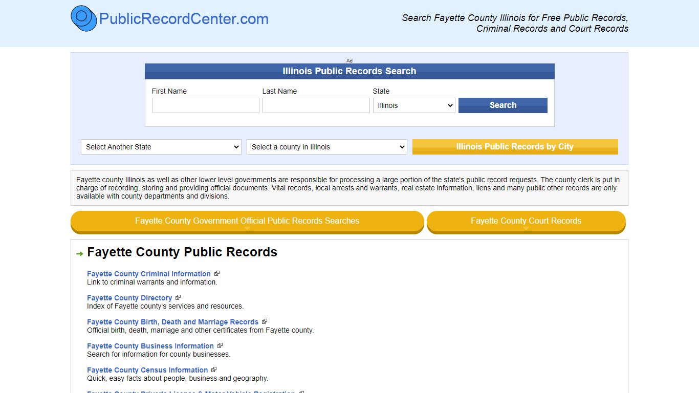 Fayette County Illinois Free Public Records - Court ...